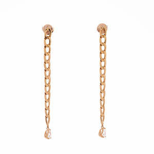 Anita Ko Chain Link Drop Earrings 18K Rose Gold with Diamonds